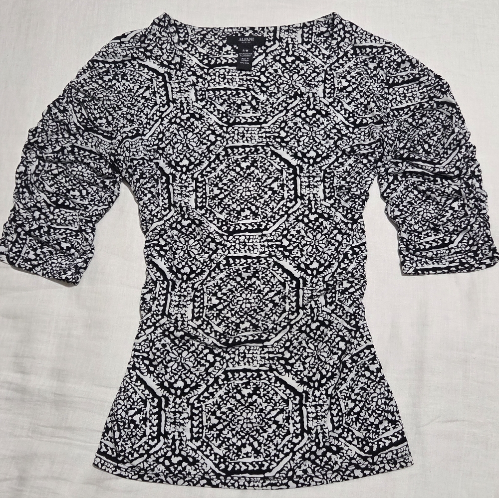 Alfani Monochrome Geometric Blouse